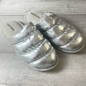 Nordstrom Metallic Silver Puffer Slipper/Mule Women's Large (9/10)